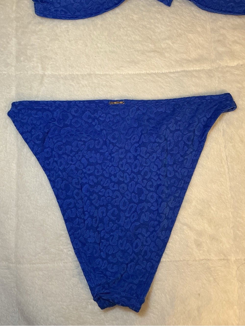 bebe Cobalt Blue Bikini Set with Gold Flower Accents - Picture 9 of 11